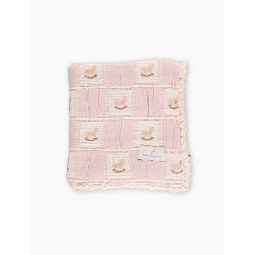 Rocking Horse Blanket in Shell Pink Horse Patchwork