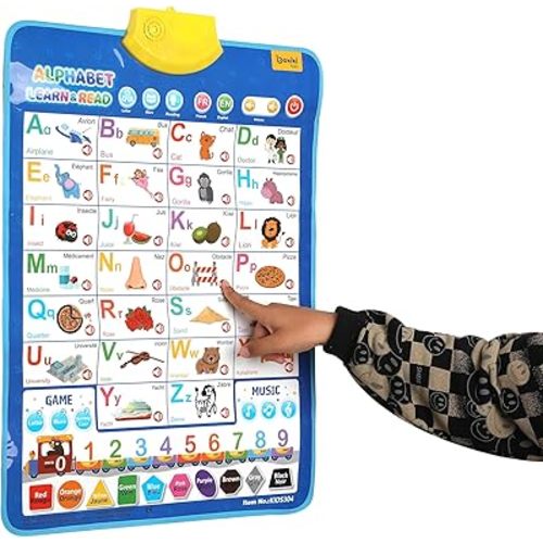 Bilingual English & French Learning Interactive Alphabet Wallchart - Includes Talking ABC, 123s & Music Poster - Educational Kids Learning Toy, Educational Gift for 3+ Years Old Girls & Boys