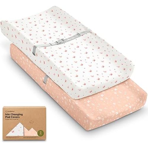 2-Pack Baby Changing Pad Cover for Girl, Boy, 34x18 (Butterflies)