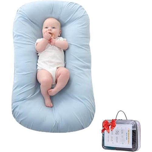 Baby Lounger for Tummy Time, Soft Gym Play Mat for Newborns, Portable Baby Nest & Floor Cushion for Boys & Girls 0-12 Months(Blue)