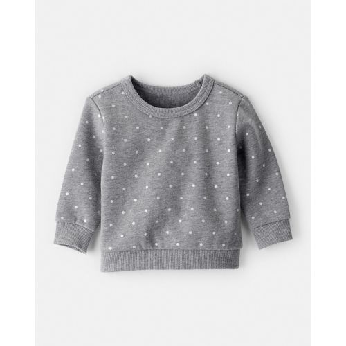 Baby Girl DayDream Fleece Polka Dot Sweatshirt - Grey - Carter's | Carter's