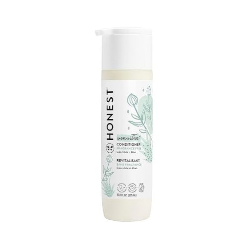 The Honest Company Silicone-Free Conditioner, Gentle, Hypoallergenic, Naturally Derived Ingredients, Fragrance-Free for Sensitive Skin, 10 fl oz