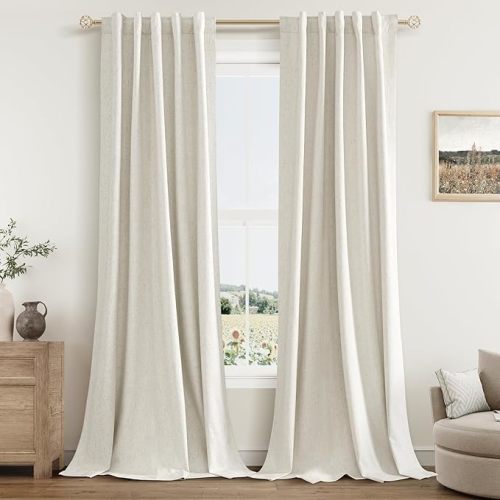 100% Blackout Linen Curtains (Cream color)