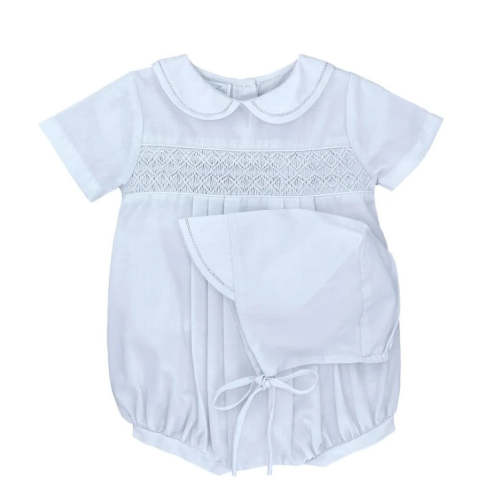 Blue Smocked Romper Set