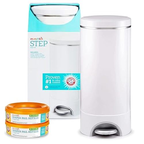 Munchkin® Step Diaper Pail Bundle - Includes Diaper Pail, Refill Rings, Bags and Baking Soda Puck