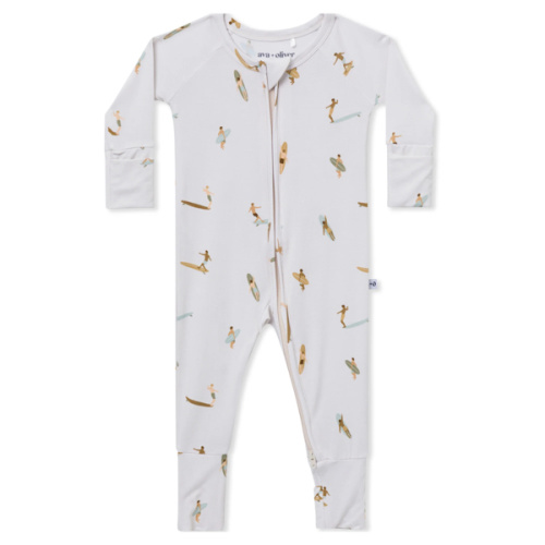 Ava & Oliver Zip Romper - surfer dudes