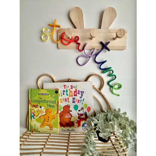 Curved  rainbow colours storytime wall sign for nursery , kids room , reading corner or playroom