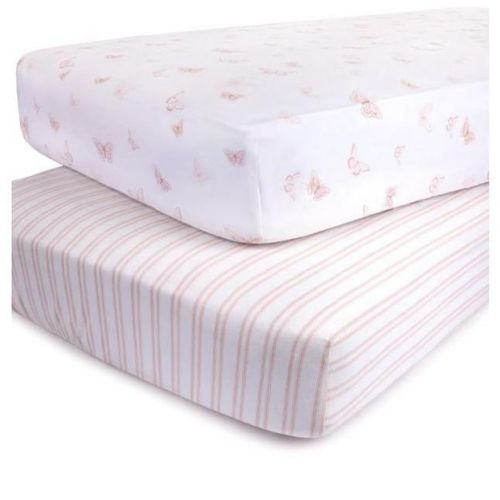 Ely's & Co. Fitted Crib Sheet 100% Combed Jersey Cotton Pink for Baby Girl