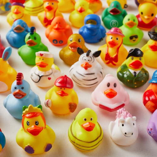 ValenLyra 30 pack Rubber Duck for Jeeps Ducking - 2" Bulk Floater Duck for Kids - Baby Bath Toy Assortment - Party Favors, Birthdays, Bath Time, and More (30 Varieties)