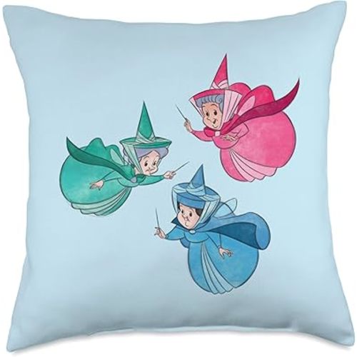Disney Sleeping Beauty Good Fairies Flora Fauna Merryweather Throw Pillow