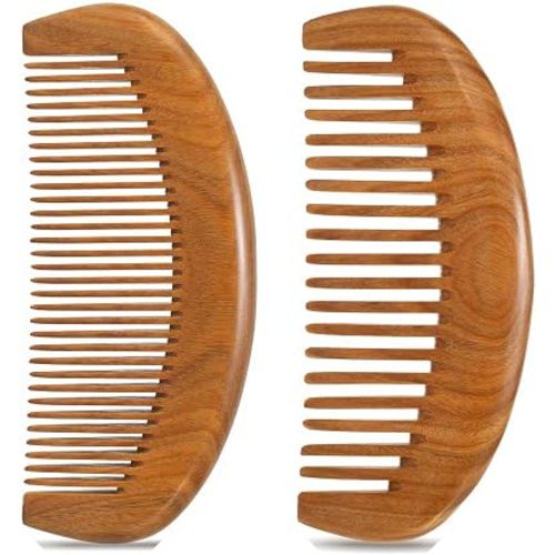 2 Pack Wooden Comb, Beard Comb for Men, Hair Combs for Women - Green Sandalwood