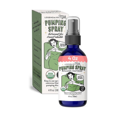 Legendairy Milk Pumping Spray 4 oz., Helps Sore Nipples & Clogged Ducts, Organic Lubricant for Breast Shields and Flanges, Vegan Breast Pump Spray, Natural & Lanolin-Free, Made in USA
