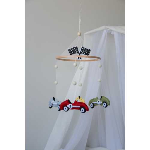 Racing cars baby mobile, Cars nursery mobile, Retro cars baby mobile, Hanging baby mobile, Baby boy shower gift, Racing crib mobile