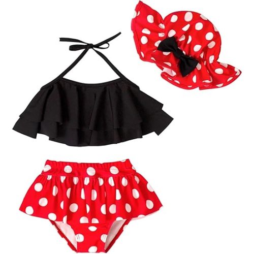 Magic Park 3M-3T Baby Girl Bikini Sets 3 Piece Swimsuit Toddler Girls Bathing Suit with Hat Beach Swimwear