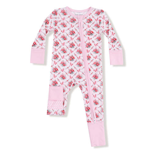 2-Way Zip Romper, Rose Bow Lattice