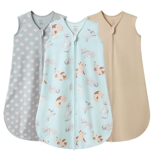 JELLYMONI Baby Sleep Sack 6-12 Months Wearable Blanket for Baby, 100% Cotton 2 Pack Infant Toddler Sleeping Sack Lightweight Soft 2-Way Zipper Sleepsack