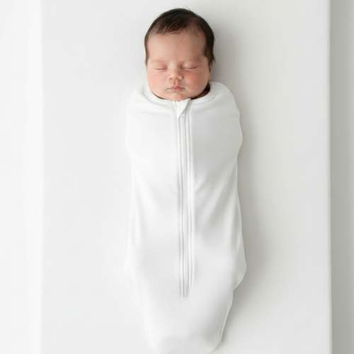 Babystudio Organic Cotton Swaddle Pouch 0.5 TOG Small (0-3 months) - BRIGHT WHITE