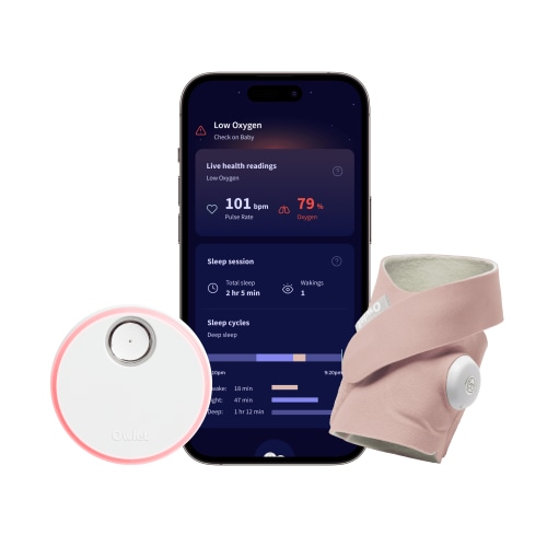 Owlet Dream Sock Smart Baby Monitor in Dusty Rose, Tracks Oxygen & Pulse Rate, FDA-Cleared, App Integration HSA/FSA Eligible