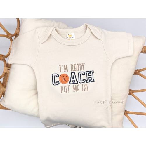 Embroidered I’m Ready Coach Put me in Bodysuit • Basketball Pregnancy Announcement Bodysuit • Basketball Games • Basketball Fan • Newest Fan