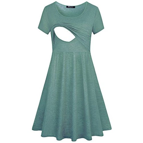 Quinee Women's Floral Short Sleeve Summer Maternity Nursing Breastfeeding Dress