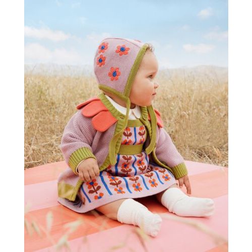 Baby Flower Cardigan & Hat Set