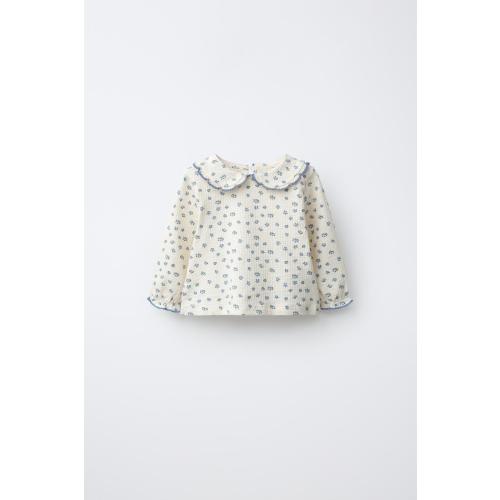 CROCHET PETER PAN COLLAR T-SHIRT - Ecru | ZARA United States