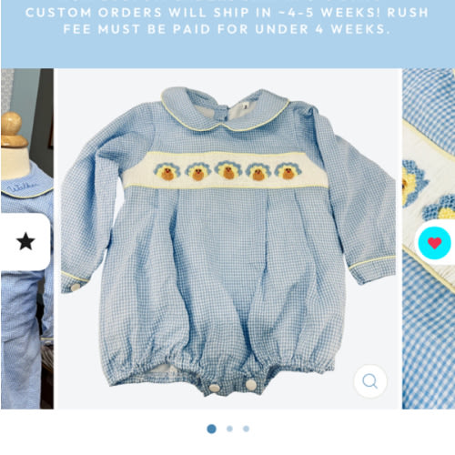 Turkey Smock Blue Gingham Bubble