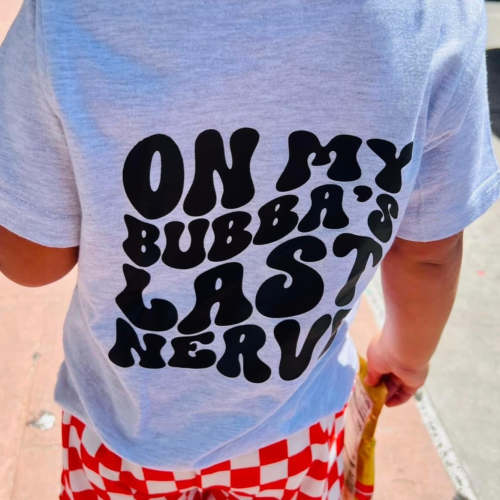 On my Bubba's Last Nerve | Grey Pocket Graphic T-shirt – Crump Co. Shop