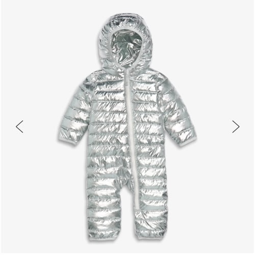 Baby lightweight puffer suit in silver | Primary.com