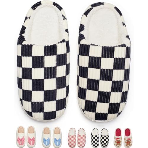 Cute Bow House Slippers with Memory Foam Non-Slip Indoor Outdoor