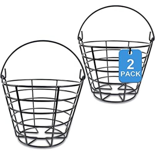 Crestgolf 2PCS Stainless Metal Golf Basket Golf Ball Container Ball Bucket