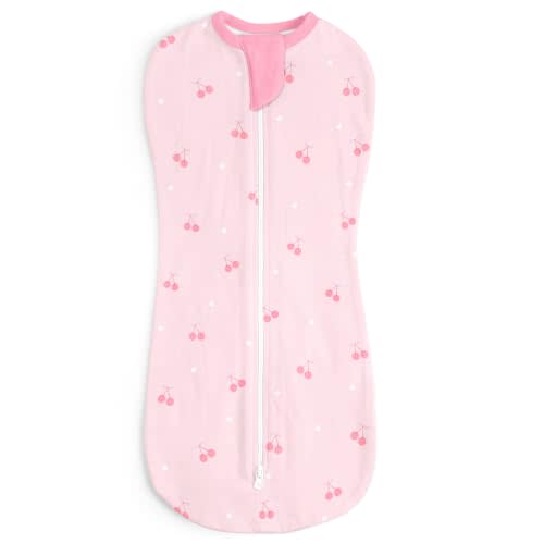 Baby Cotton Arm-in Zipper Sleep Sack 0-2 Months, 1-Pack, Wearable Blanket for Babies, Newborn, Infant (Cherry)