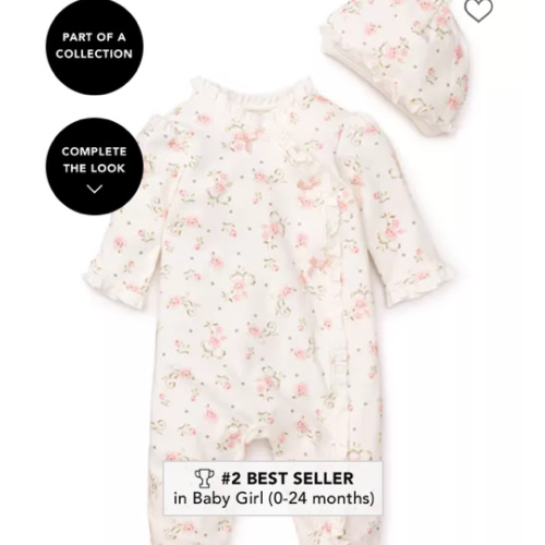 Girls' Vintage Rose Footie & Cap - Baby new born