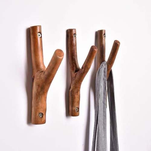 Nordic Solid Wood Creative Tree Branch Hook Retro Log Branch Porch Door Homestay Wall Coat Hook Coat Rack