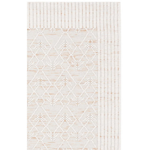 Langley Street® Manya Geometric Handwoven Wool/Polyester Area Rug in White/Beige | Wayfair
