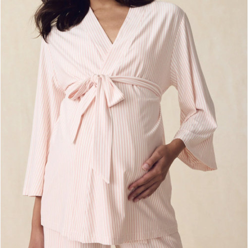 LAKE | Women | DreamModal® Pajamas | English Rose Pencil Stripe Maternity Kimono Bundle