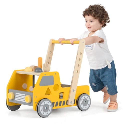 Costway 2-In-1 Montessori Wooden Baby Walker with Learning Activities - See Details