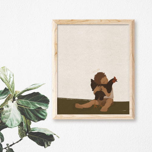 Baby Jesus with a Chicken | Catholic Art Print
