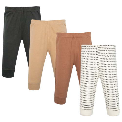 Hudson Baby Infant Cotton Pants and Leggings, Modern Neutral Stripe, 3-6 Months