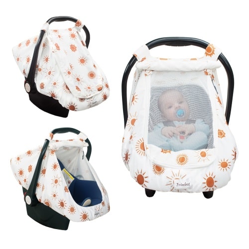 Beavtaens Car Seat Covers for Babies, Breathable and Stretchy Carseat Canopy with Large Window, Kick-Proof & Windproof, for Boys Girls