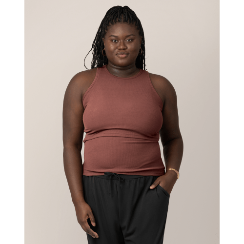 Ribbed Bamboo Racerback Nursing Tank | Dusty Blue Green - Kindred Bravely