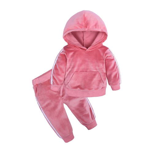 Diufon Kids Velvet Hooded Tracksuit Toddler Baby Fleece Long Sleeve Sweatshirt and Pants Fall Winter Warm Outfits