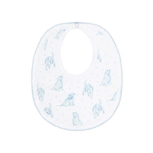 Blue Puppy Love Print Bib