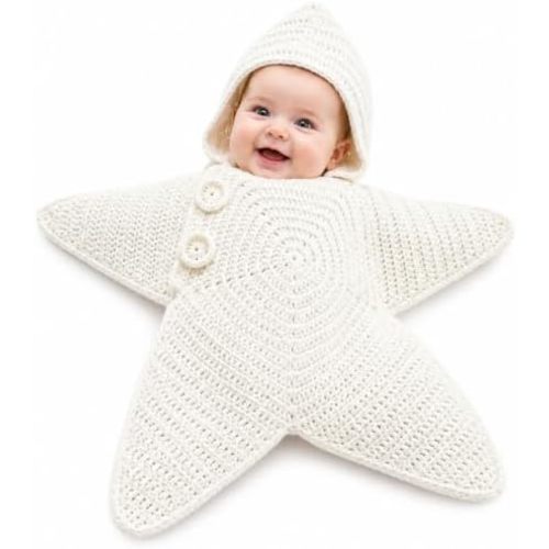 Hand-Crocheted Starfish Onesie, Baby Swaddle Sleep Sack, Cozy Hooded Star Dress for Photos