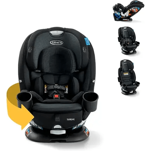 Graco Turn2Me 3-in-1 Rotating Convertible Car Seat, Cambridge, Rear-Facing Rotation Only, Forward-Facing Mode, Highback Booster Up to 100 lbs, Adjustable Headrest & Harness, Steel Reinforced Frame