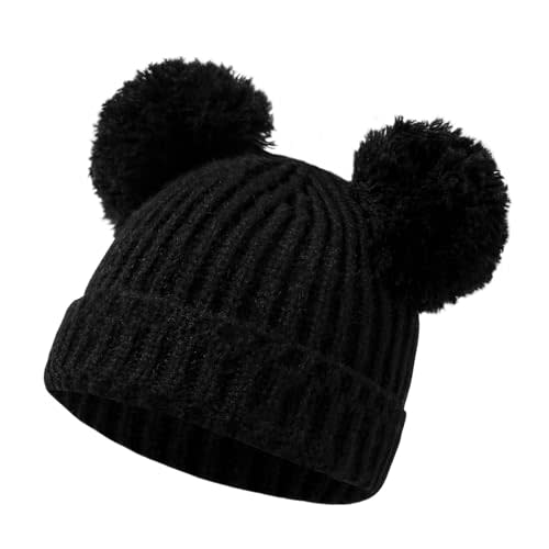 Knitted Winter Warm Hat Hat Soft Elastic Crochet Hat with Pompoms Bonnet Caps for Newborn Toddler 0-12 Month