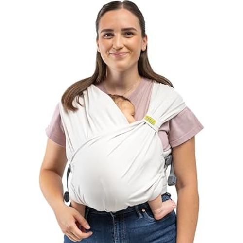 Boba Bliss Pre-Wrapped Baby Carrier with Buckle - Newborn to 7-35 lbs Light, Breathable & Easy to Adjust Hybrid Infant Sling & Toddler Carrier - Certified Hip-Healthy for 0-18 Months - Organic Stone