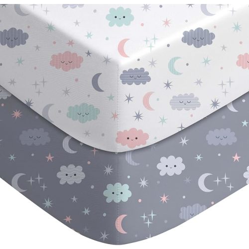 Yoofoss 2-Pack Baby Crib Sheets for Boys Girls 52x28 (Cloud)