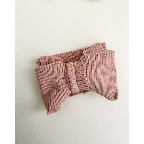 RIBBED KNIT OVERSIZED BOW - DUSTY