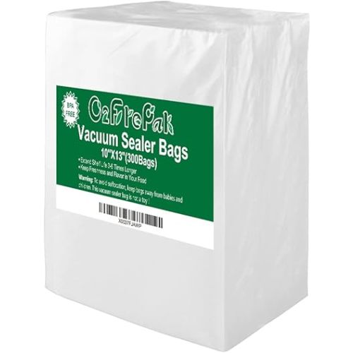O2frepak 300 Count 10x13 Plus Quart Vacuum Sealer Bags with BPA Free and Heavy Duty, Vacuum Seal Food Sealer Bags,Great for Food Storage Vaccume Sealer PreCut Bag